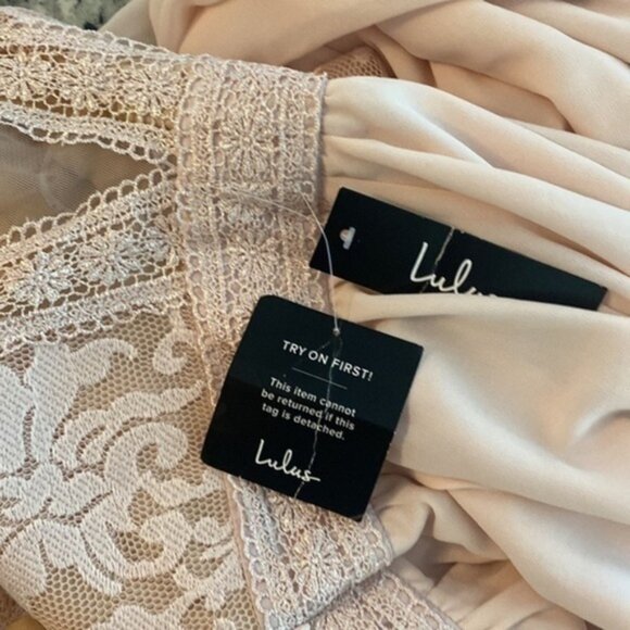 NWT Lulu’s Forever and Always Blush Pink Lace Maxi Dress II9 - Picture 10 of 10